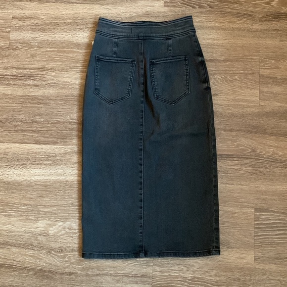 Free People Maddie Denim Midi Skirt in Black as Night - Picture 6 of 6